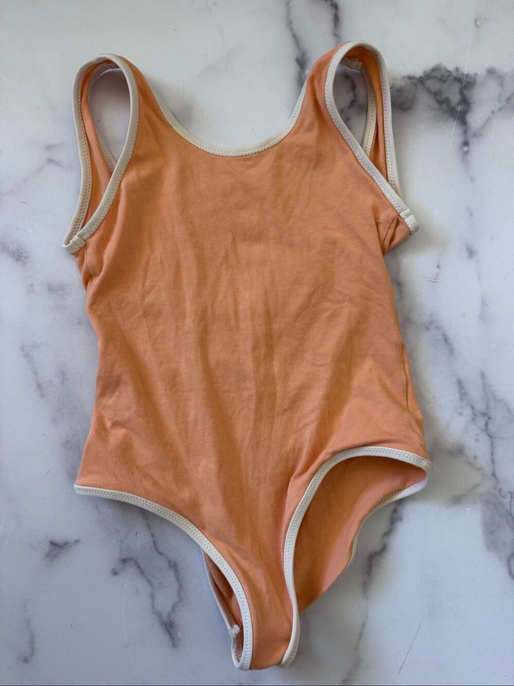 Zara girls 6-7 tangerine orange ribbed tank top bodysuit cream sherbet summer pa